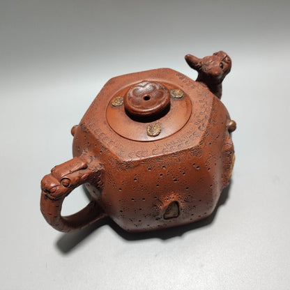 Vintage Chinese Yixing Purple Clay Teapot Zisha Ceremony Carving Collectible Art