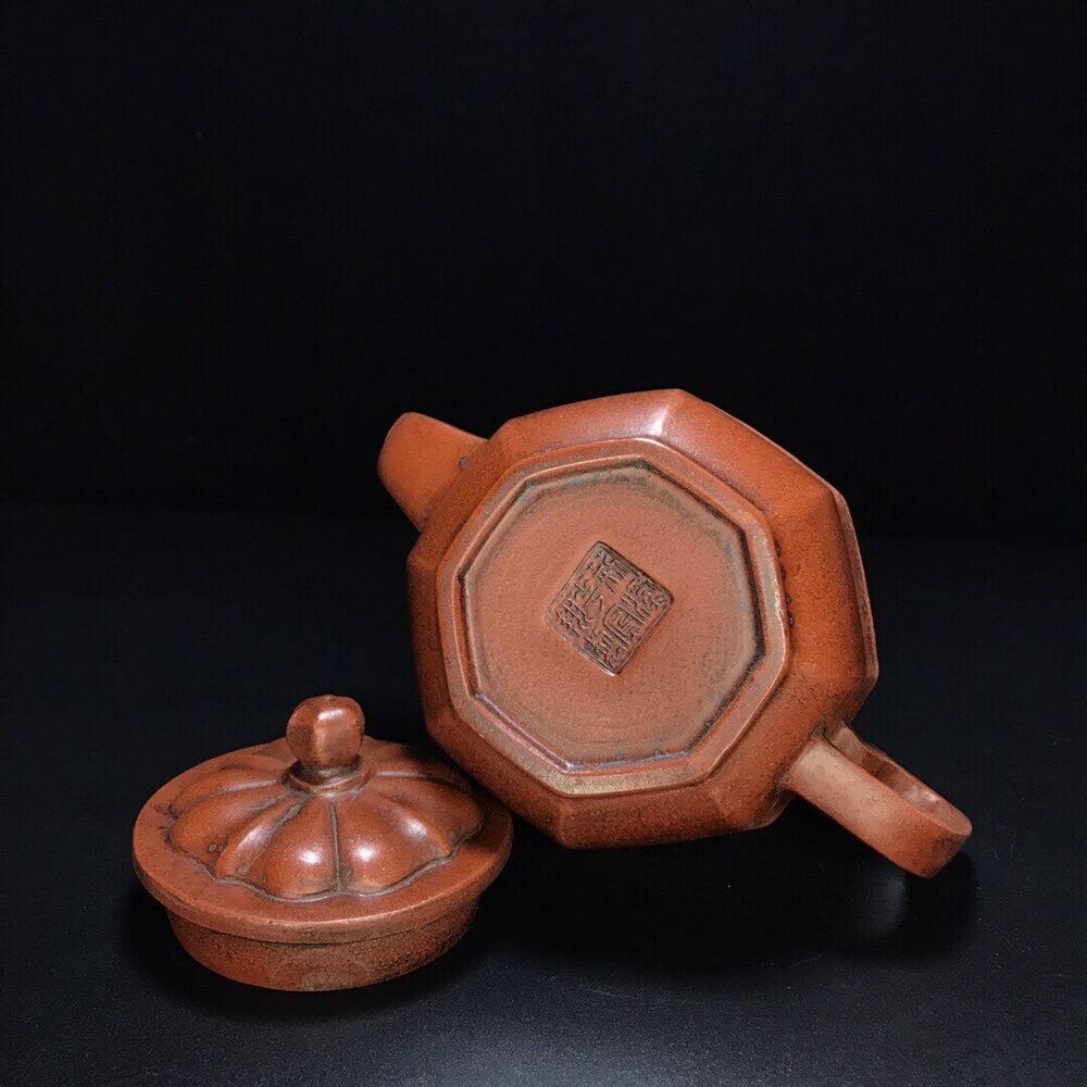 vintage chinese yixing purple clay teapot zisha ceremony carving Collectible art