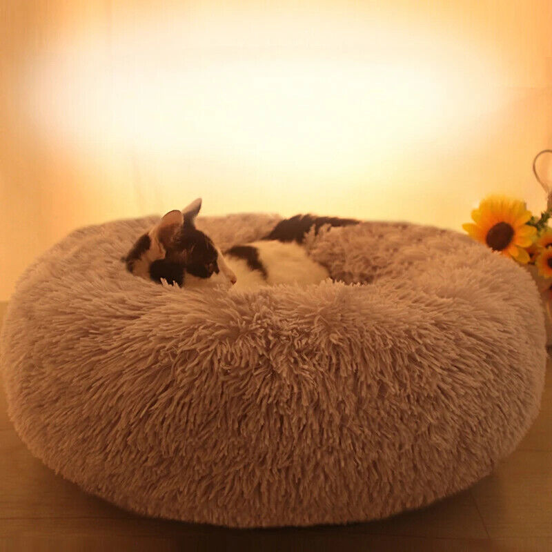 Cat Pet Beds Plush Round Kennel Dog Beddings Winter Warm Soft Mat Supply 40-50cm