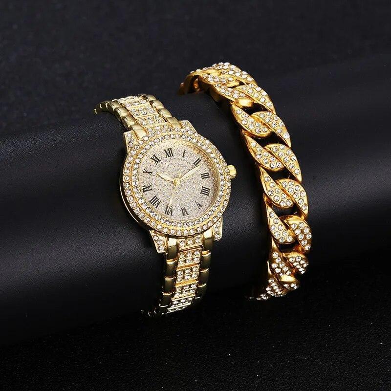 Reloj De Cuarzo Con Diamantes Para Mujer Pulsera Elegante Femenina De Marca Lujo