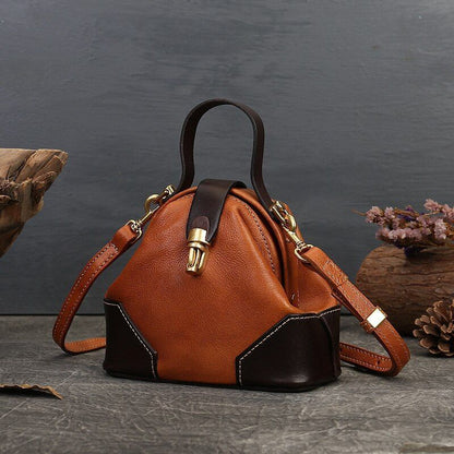 Vintage Shoulder Bag Genuine Leather Bag Retro Handbag Crossbody Purse Polyester