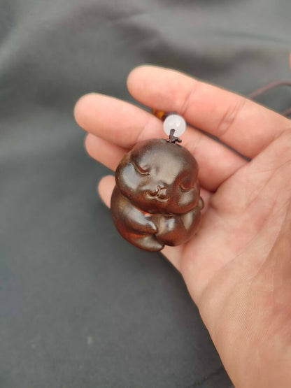 Wooden Carving Lucky Nice Little Rabbit Statue Lovely Gift Wallet Purse Ornament