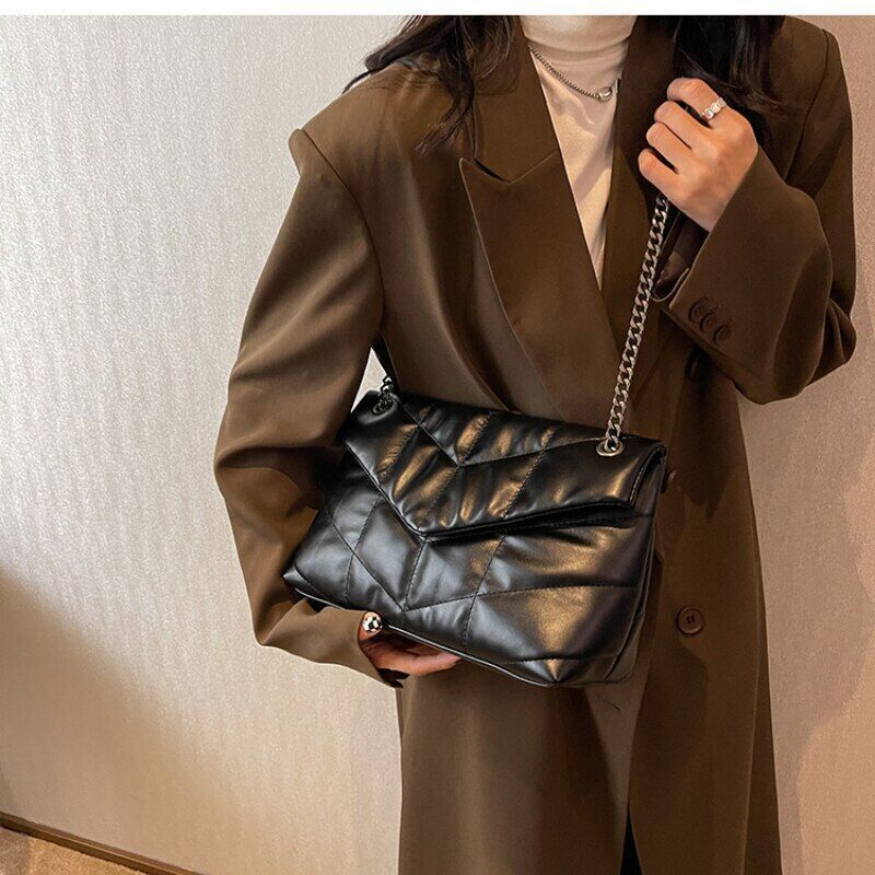 Winter Main Vintage PU Leather Chain Crossbody Bags Ladies Totes Shopping Bag
