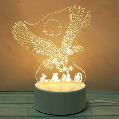 3D LED Night Light USB Chrome Small Table Lamp Hearts Novel Illusion Lamp Girl