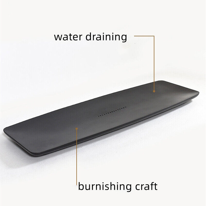 Burnishing Craft Weighted Tea Tray Simple Pattern Water Draining Serving Tray
