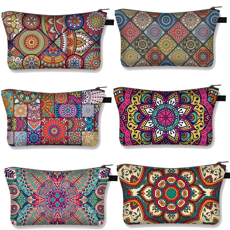 Vintage Pattern Multifunctional Cosmetic Bags Organizer Gothic Wallet Polyester