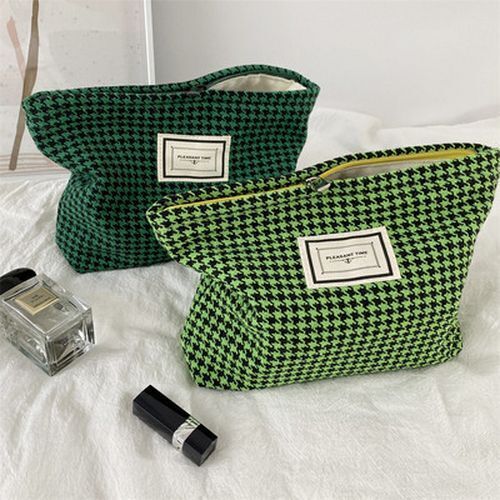 Lattice Cosmetic Bag Large Black Makeup Bag Travel Beauty Case Storage Organizer