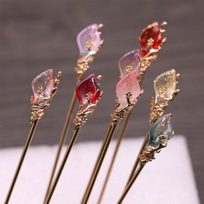 Women Hair Stick Metal Glaze Chopstick Hairwear Retro Chinese Hanfu Accessories