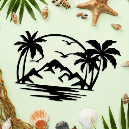 Tropical Palm Tree Wall Plaque - Decorative Metal Art