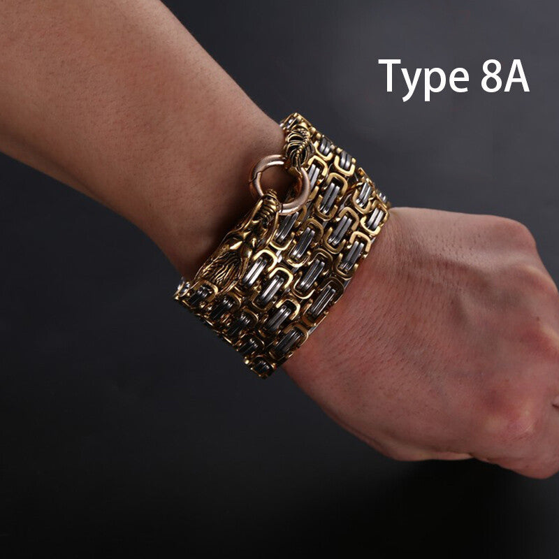 Men Stainless Steel Bracelet Self-defense Survival Dragon Necklace Chain