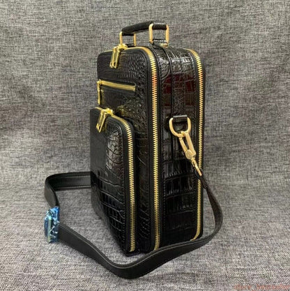 Real Crocodile Belly Skin Men's Shoulder Messenger Crossbody Bag Handbag