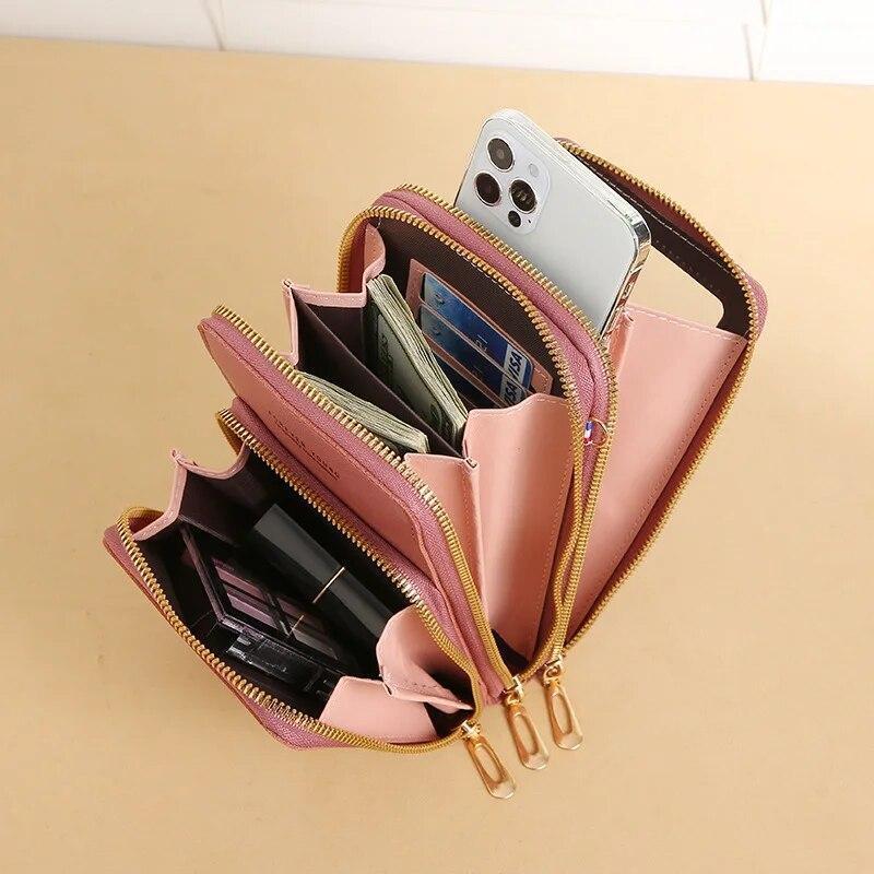 Women Touch Screen RFID Crossbody Cell Phone Bag Wallet Pouch Shoulder Purse