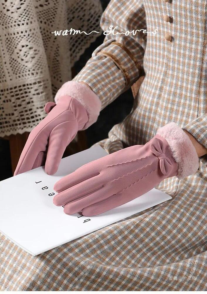 New Womens Cycling Cashmere Sheepskin Winter Warm Blue Short Gloves Nine Colors
