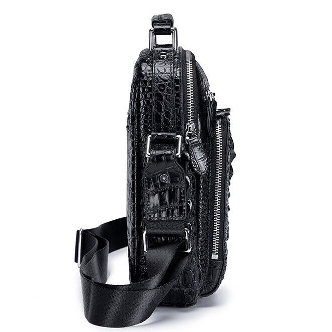 100% Genuine Leather Men's Crocodile Shoulder/Messenger Bag 8" Handbag Sport Bag