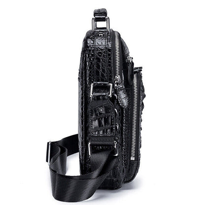 100% Genuine Leather Men's Crocodile Shoulder/Messenger Bag 8" Handbag Sport Bag