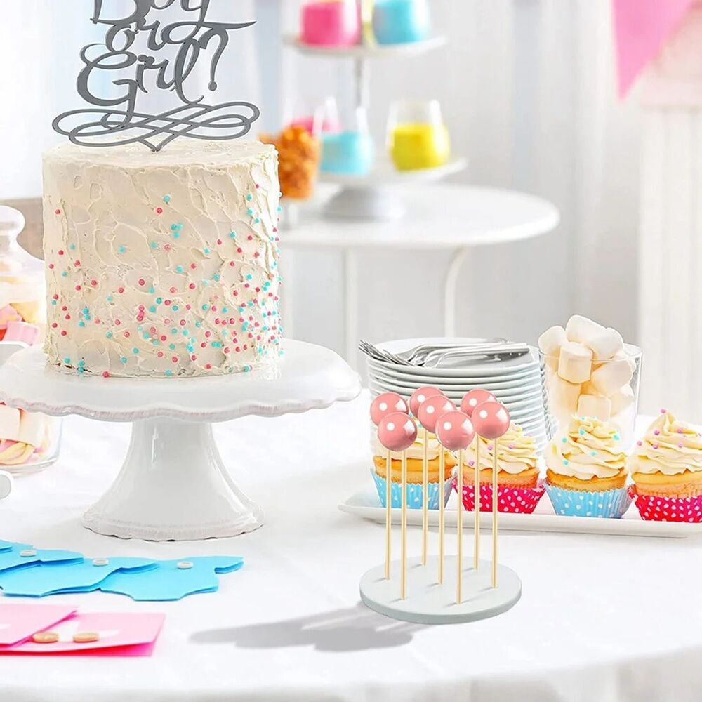 Cake Stand 2Pcs Acrylic Holder Display Round 7Hole Lollipop Candy Sucker 10x10cm