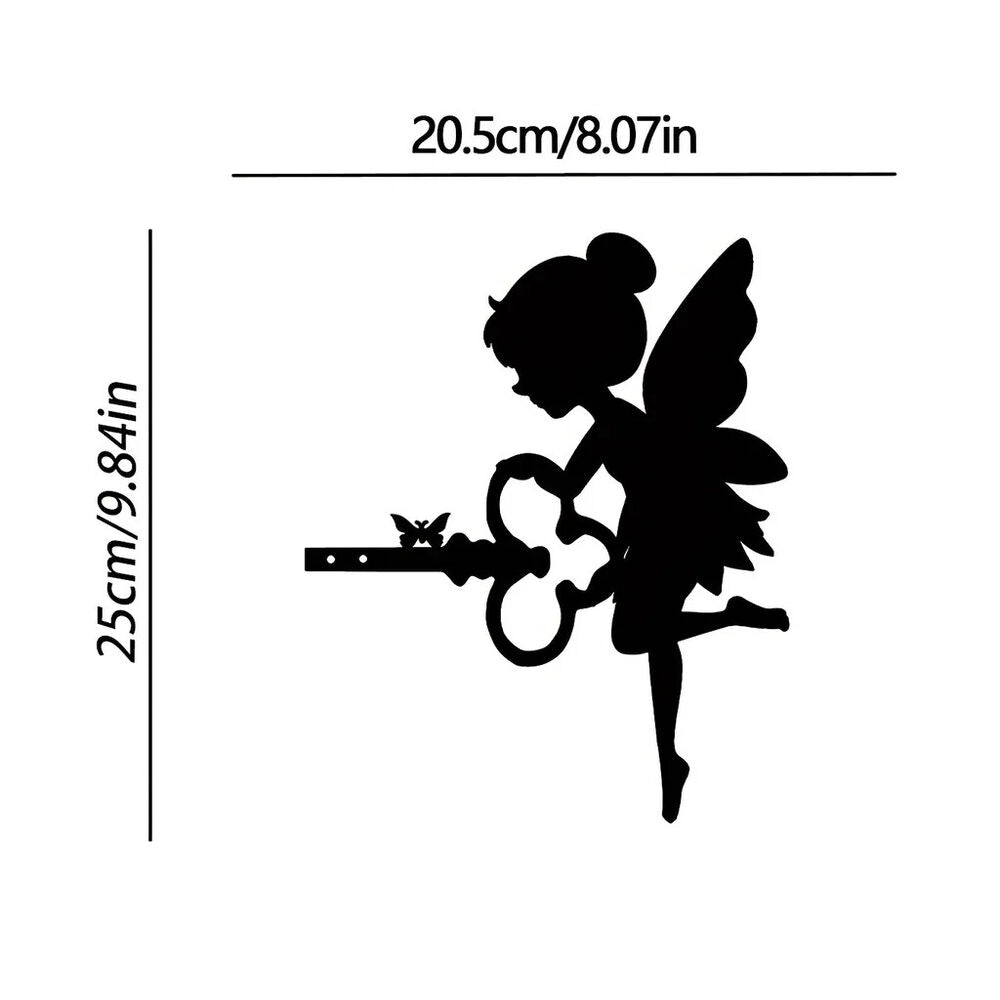Home With This Cute Elf On Branch Steel Silhouette Metal Wall Art Statue Stake!