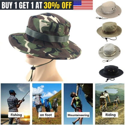 Summer Boonie Brim Bucket Hat Fishing Hiking Hunting Military Outdoor Safari Cap