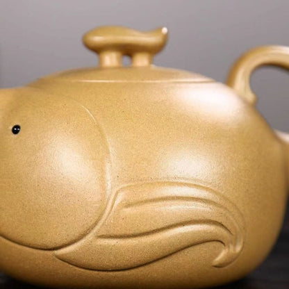 Chinese Tea Pot Marked Real Yixing Zisha Duan Clay Master Pot Fish Design 250ml