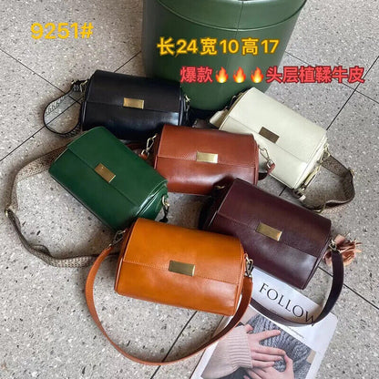 Women Versatile Cow Leather Shoulder Bag Ladies Crossbody Bag Layer Handbag