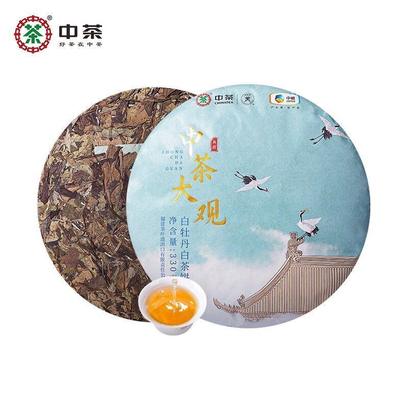 COFCO Zhongcha White Tea Da Guan White Peony Tea Cake Tight Pressed Tea 330g