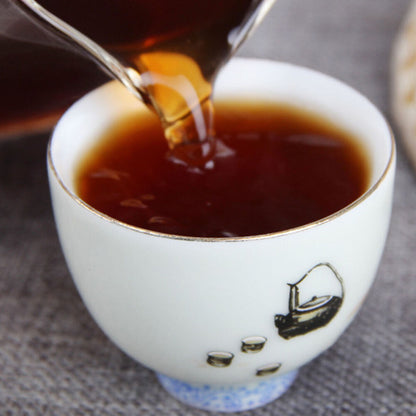 Mature Puer Tea Full Fermented Banz Slope Golden Bud Shu 357g Cooked Cake-