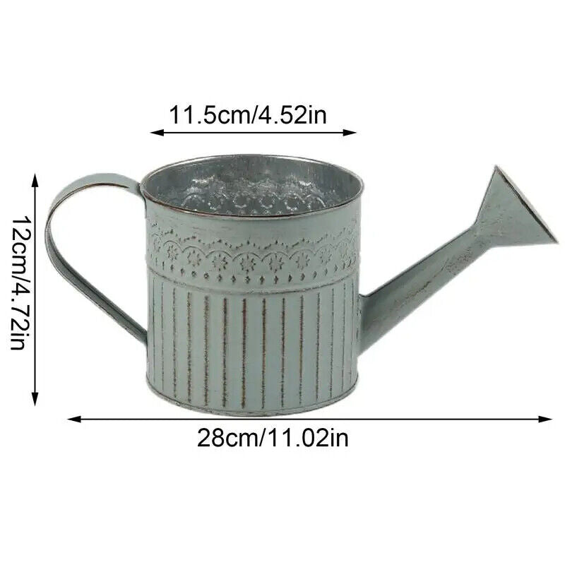 Flowers Vase Metal Vintage Jug Bucket Galvanize Handle Shabby Chic Farmhouse Can
