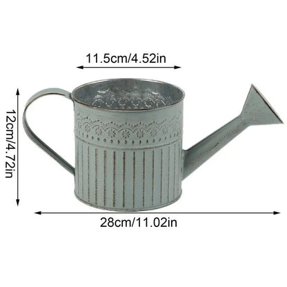 Flowers Vase Metal Vintage Jug Bucket Galvanize Handle Shabby Chic Farmhouse Can