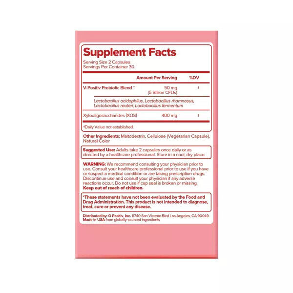 O Positiv URO Vaginal Probiotic Vegan Capsules - 60ct