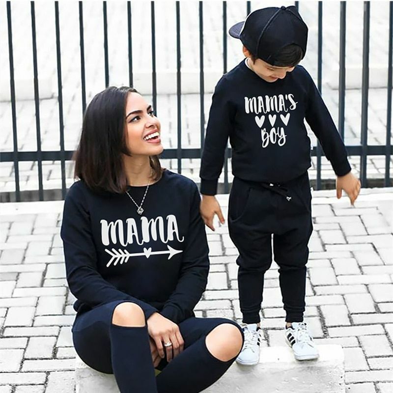Matching Outfits Clothes Son T-Shirt Woman Kids Baby Winter Sweater Family Tops