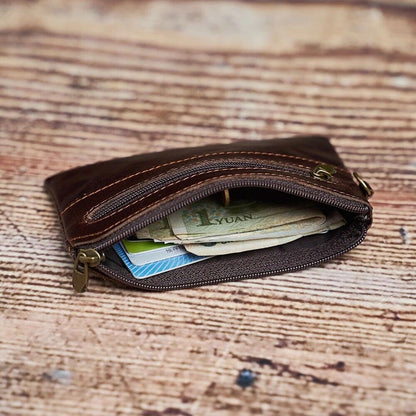 Genuine Leather Wallets For Men Credit Card Holder Coin Purse Zipper Pocket Bag