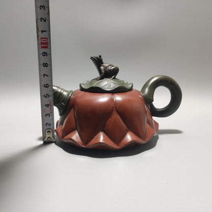 Vintage Chinese Yixing Purple Clay Teapot Zisha Ceremony Lotus Leaf Frog Teaware