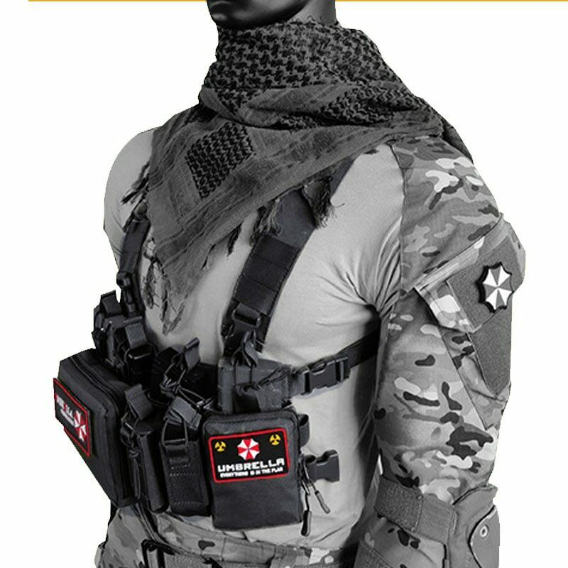 Chest Rig Bag Radio Harness Front Pouch Holster Military Vest Rig Bag Adjustable