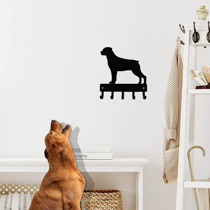 Rottweiler Key Rack Dog Leash Hanger - 9 inch Wide/6 inch Wide Metal Wall Art