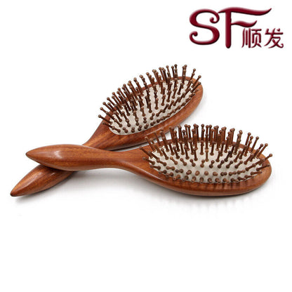 Natural Hair Scalp Massage brush Red Sandal Wood Comb Wooden Pin Massage Brush