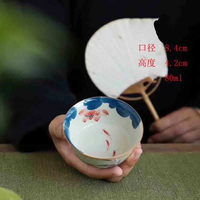 Hand Drawn Flower Pattern Chinese Home Single Cup Art Tea Cup Tea Set