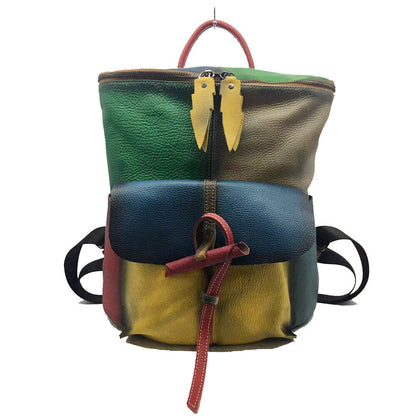 Women's Backpack, Designer Genuine Leather Multi-color Satchel Tote Shoulder Bag