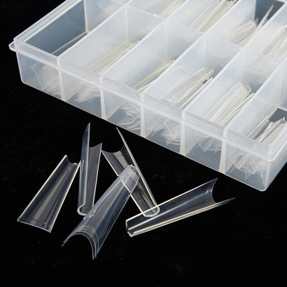 500pcs/Bag XXL Extra Long Coffin Nail Tips Half Cover Press Clear Fake Nail-ca