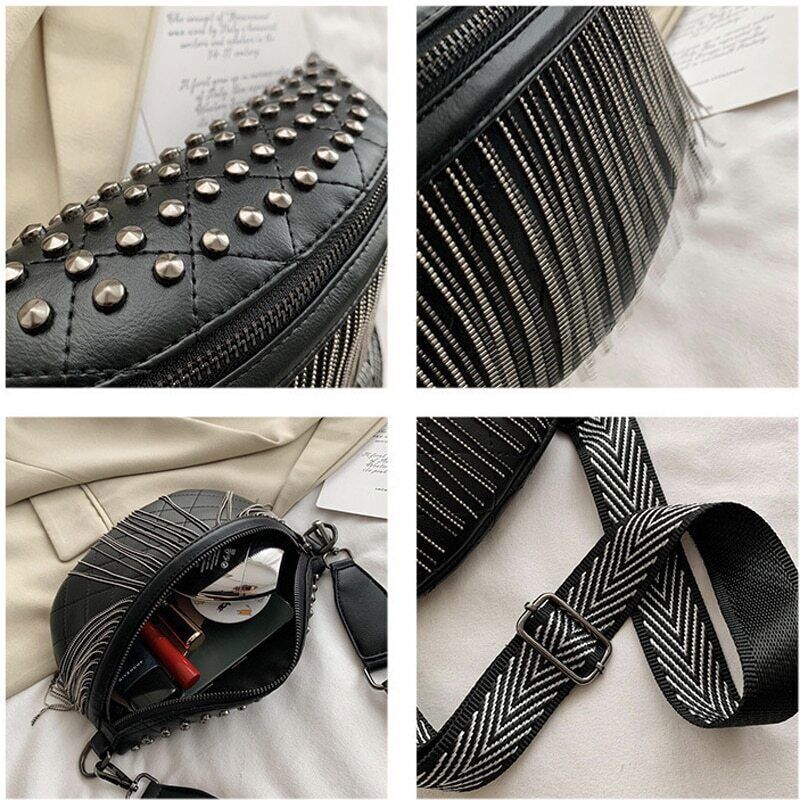 Tassel Leather Crossbody Chest Bag Women Waist Bag Woman Chest Bag Travel Pack