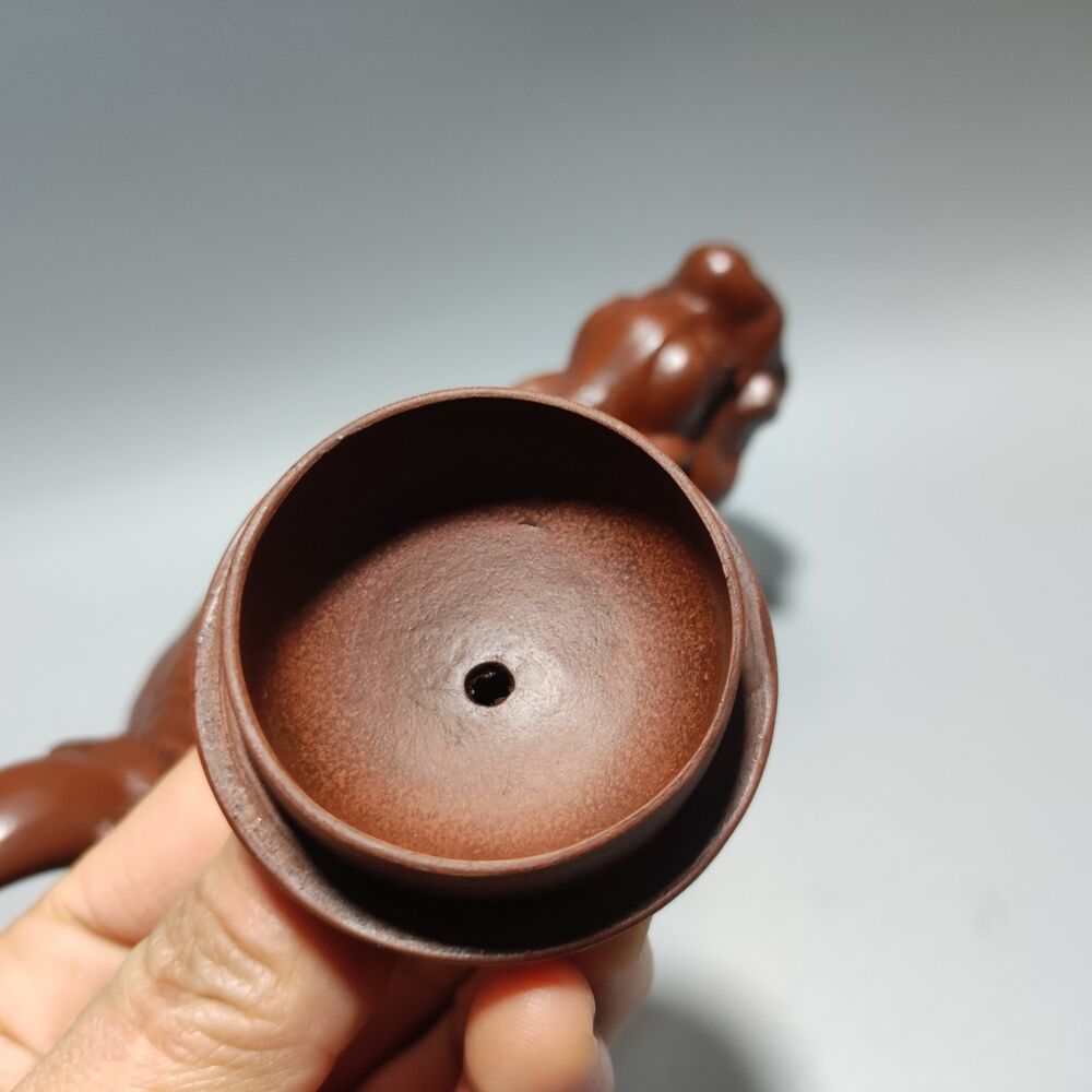 Vintage Chinese Yixing Purple Clay Teapot Zisha Ceremony Carving Collectible Art