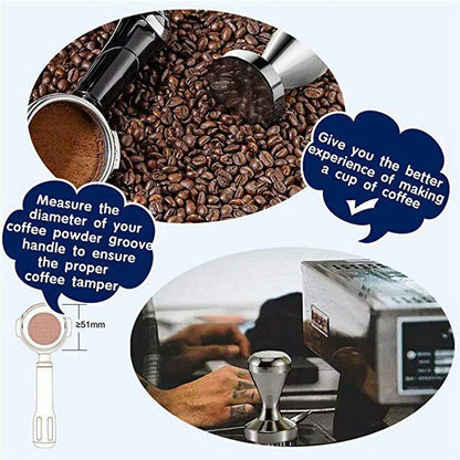 51mm Aluminum Alloy Chrome Plated Base Coffee Tamper Espresso Machine Press Tool