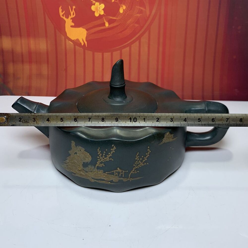 Vintage Chinese Yixing Purple Clay Teapot Zisha Ceramic Bamboo Kung Teaware Rare