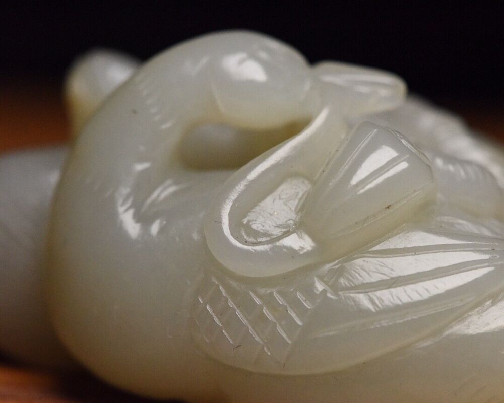 Collection Chinese Antique Natural Hetian Jade Carved Nice Goose Statue Figurine