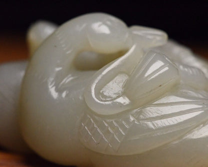 Collection Chinese Antique Natural Hetian Jade Carved Nice Goose Statue Figurine