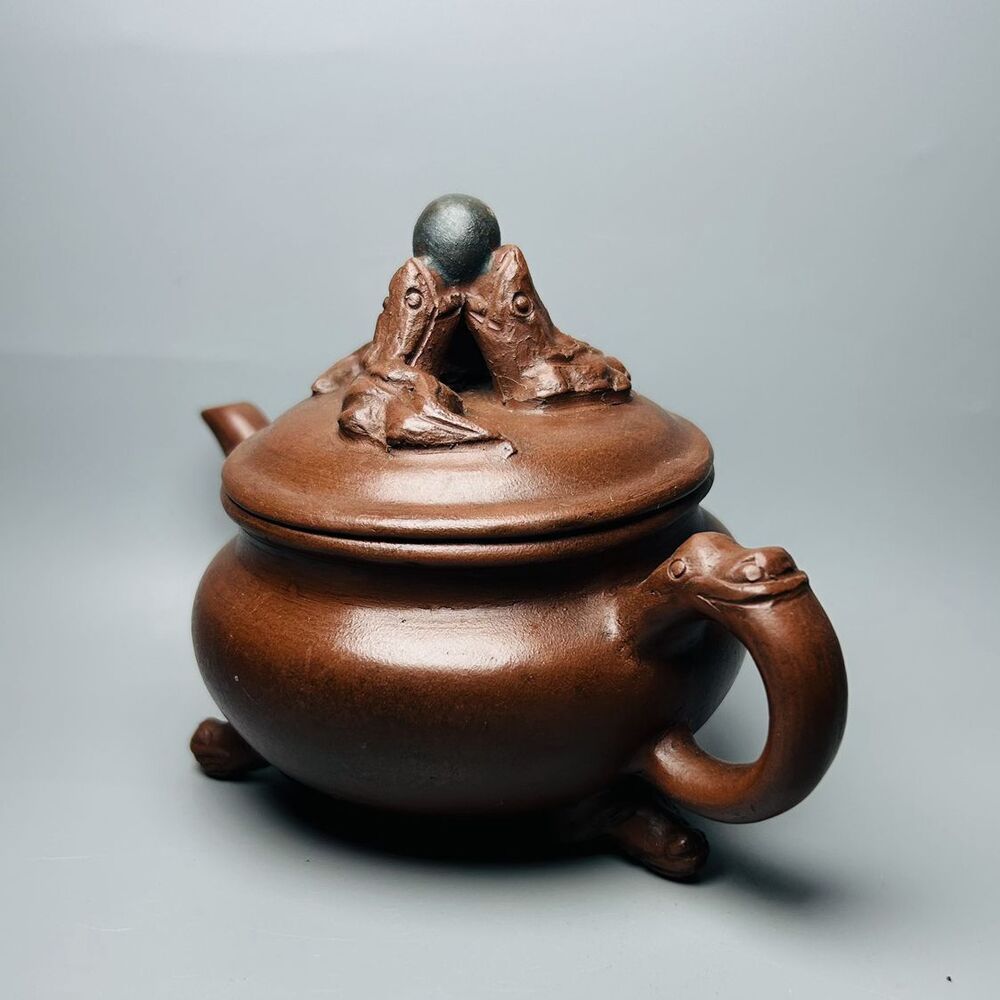 Vintage Chinese Yixing Purple Clay Teapot Zisha Ceremony Carving Collectible Art