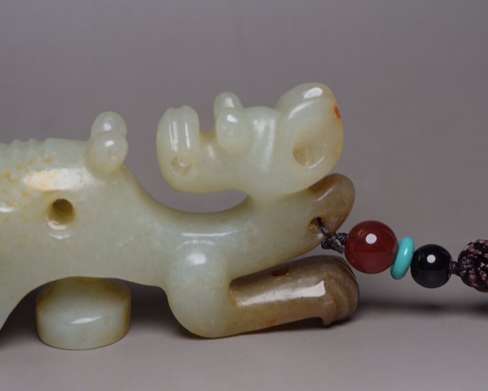 Chinese Antique Hetian Jade Hand Carved Exquisite Statue Figurine Art Work Rare