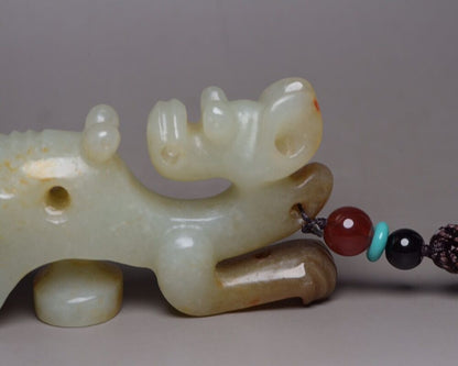 Chinese Antique Hetian Jade Hand Carved Exquisite Statue Figurine Art Work Rare