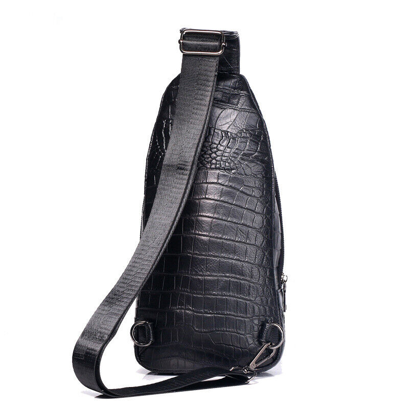 Sling Backpack Men's Genuine Leather Crocodile Crossbody/Shoulderfor Bag Hiking