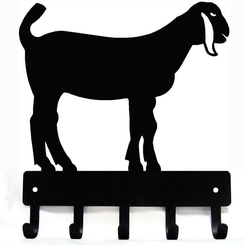 Nubian Goat #2 Key Rack - 6 inch Wide/9 inch Wide Metal Wall Art