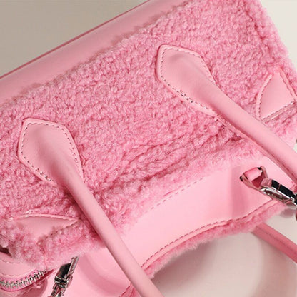 Handbags Women Shoulder Bags Ladies Wool PU Leather Shell Bags